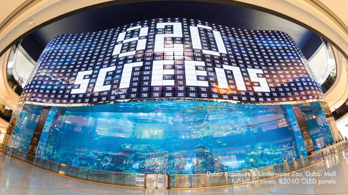 World record video wall, Dubai Mall